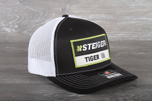 Steiger Tiger Tractor patch on a Richardson 112 trucker hat
