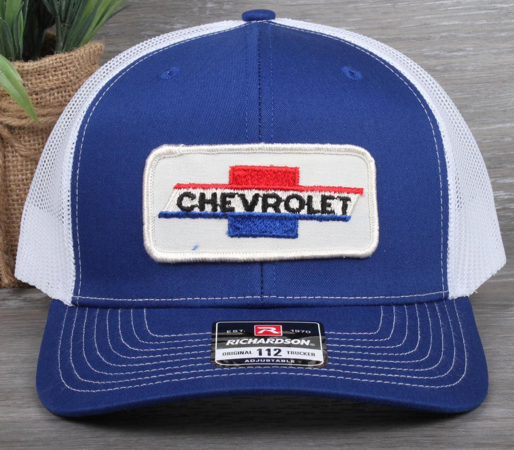Vintage Chevrolet patch on a Richardson 112 trucker hat