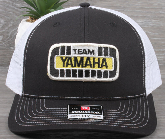 Vintage Team Yamaha patch on a Richardson 112 trucker hat