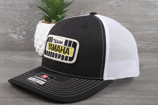 Vintage Team Yamaha patch on a Richardson 112 trucker hat
