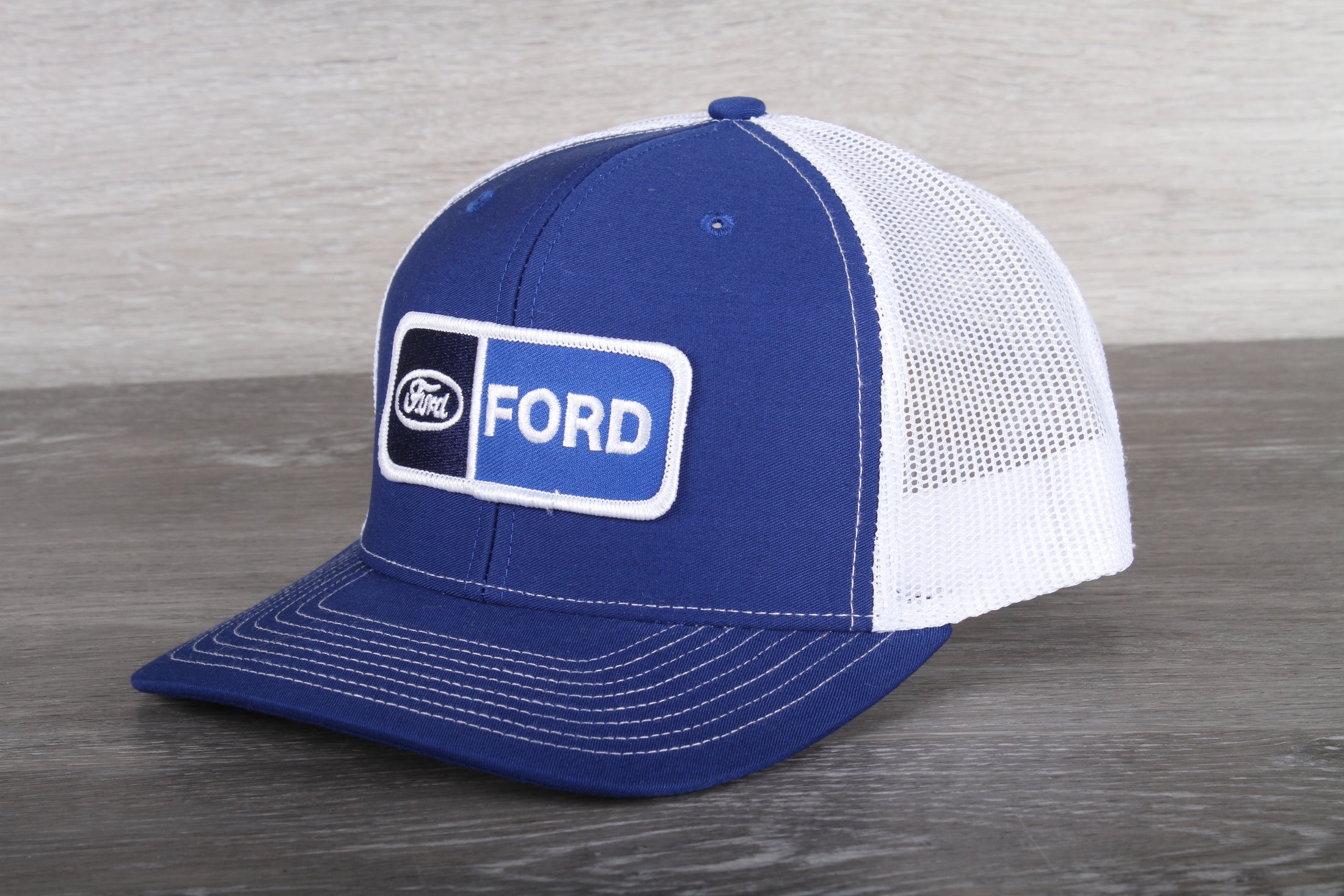 Vintage Ford patch on a Richardson 112 trucker hat
