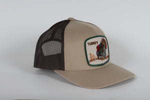 Vintage Turkey Hunter patch on a Pacific 104C trucker hat