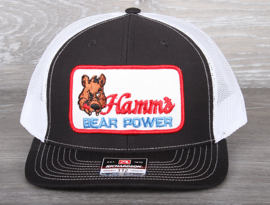 Vintage Hamm's Bear Power patch on a Richardson 112 trucker hat
