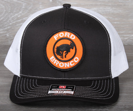 Retro Ford Bronco patch on a Richardson 112 trucker hat