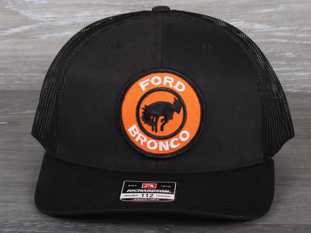 Retro Ford Bronco patch on a Richardson 112 trucker hat