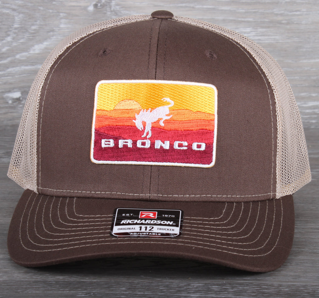 Retro Ford Bronco patch on a Richardson 112 trucker hat