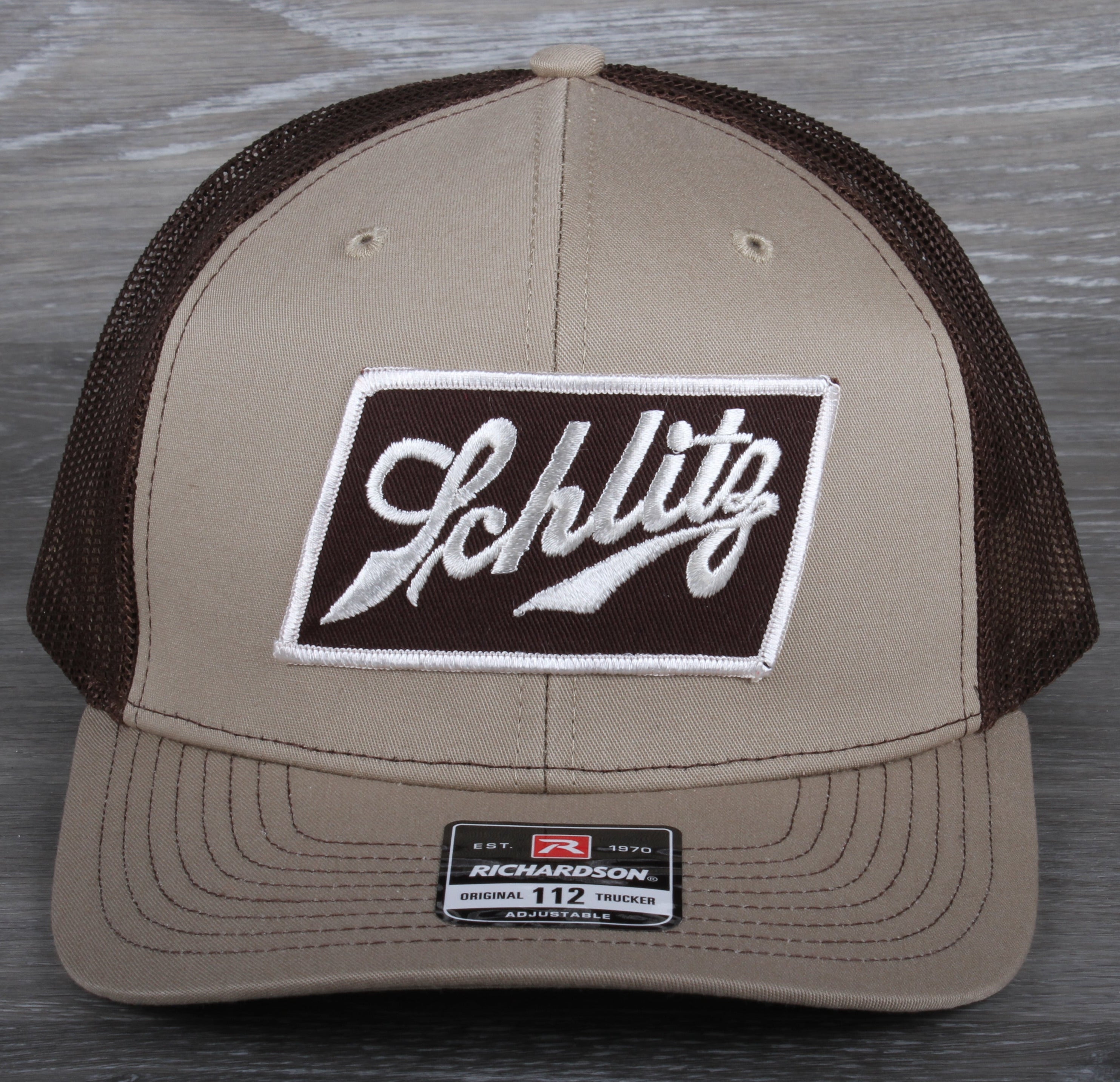 Vintage Schlitz Beer patch on a Richardson 112 trucker hat