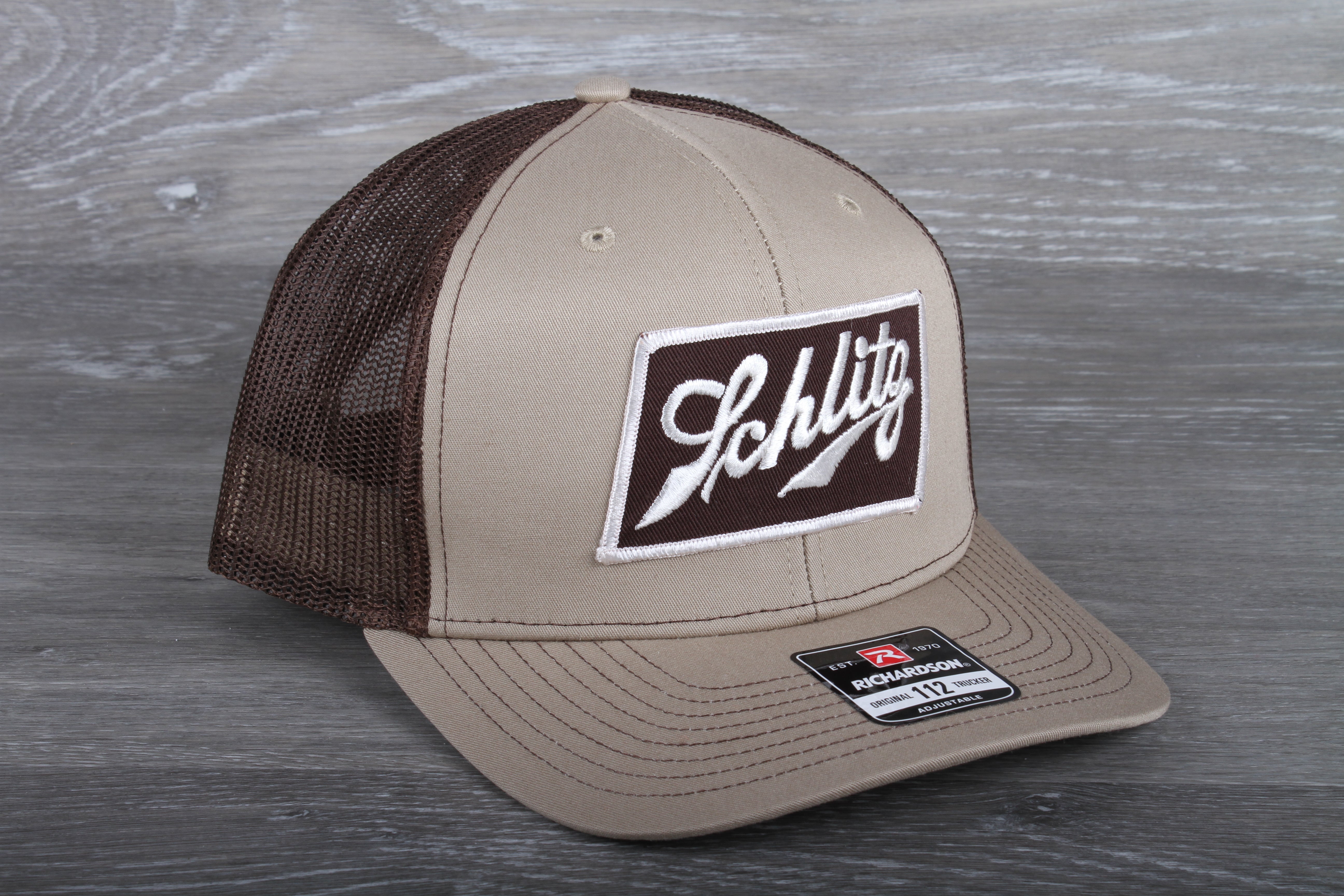 Vintage Schlitz Beer patch on a Richardson 112 trucker hat