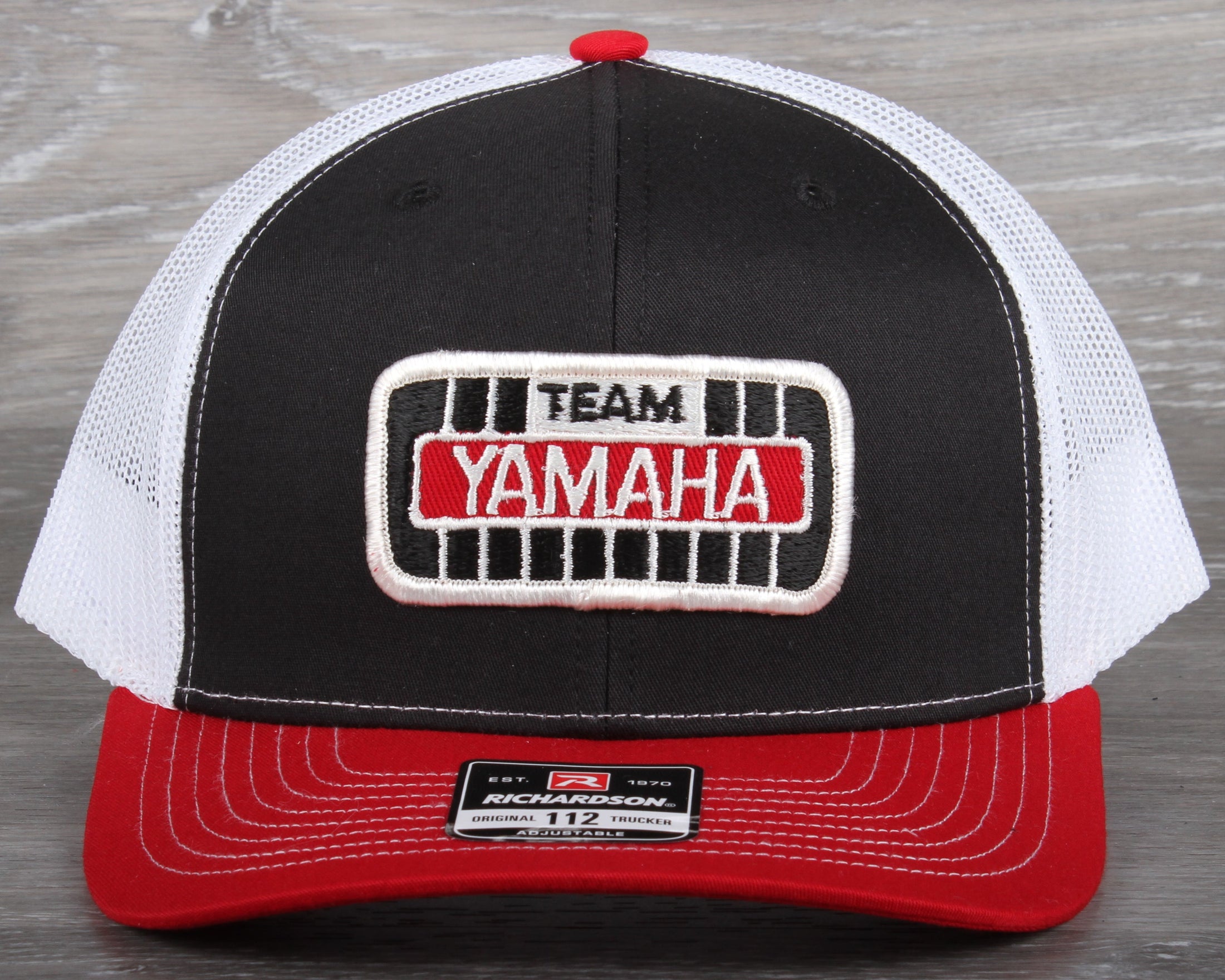 Vintage Team Yamaha patch on a Richardson 112 trucker hat