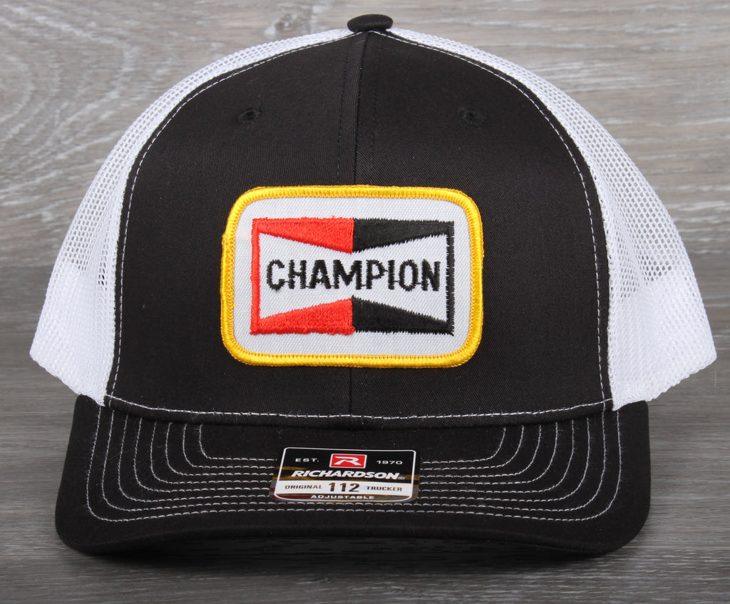 Vintage Champion patch on a Richardson 112 trucker hat