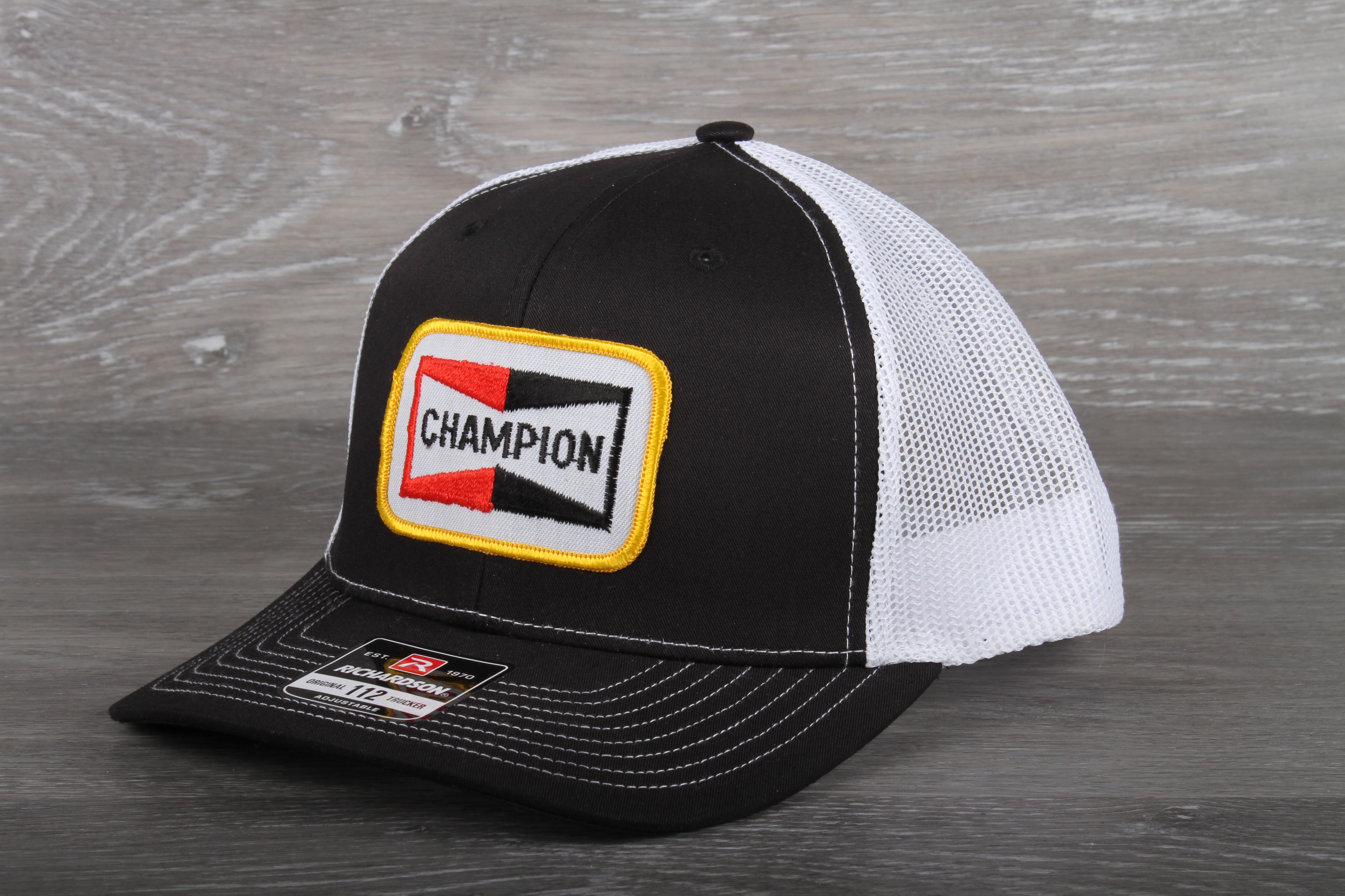 Vintage Champion patch on a Richardson 112 trucker hat