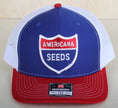 Load image into Gallery viewer, Vintage Americana Seeds patch on a Richardson 112 trucker hat
